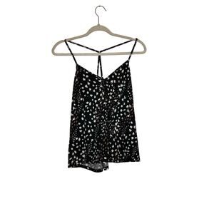 Flora Abstract Polka Dot Black Pj Tank Top Size Small Comfortwear